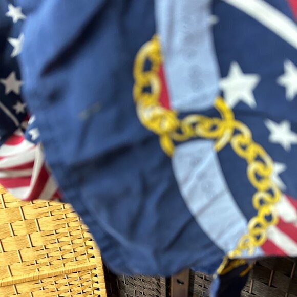 Spencer Jeremy Womens Vintage Blouse Small Blue Printed Silk Flag and Chain - Picture 5 of 7
